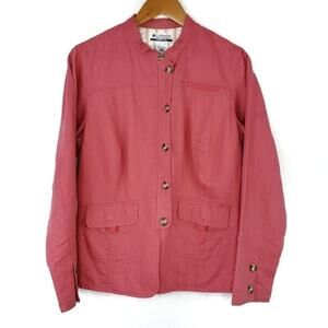Columbia Sportswear Linen Blend Fully Lined Button Front Pink Blazer Jacket SZ M